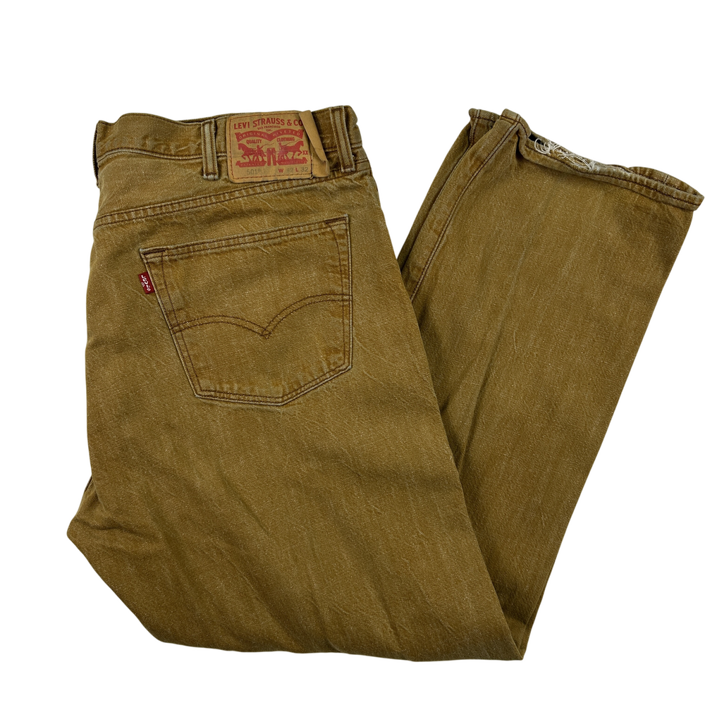 Vtg Levis 501 Jeans Mens 40x30 Brown Button Fly White Oak Cone Denim Y2K 2000s